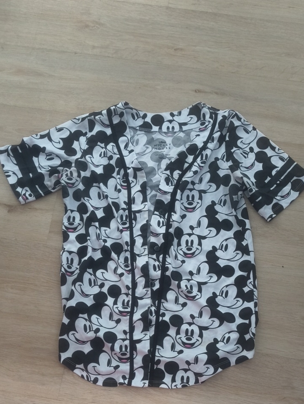 Disney Black & White Mickey Mouse Button-Up Jersey